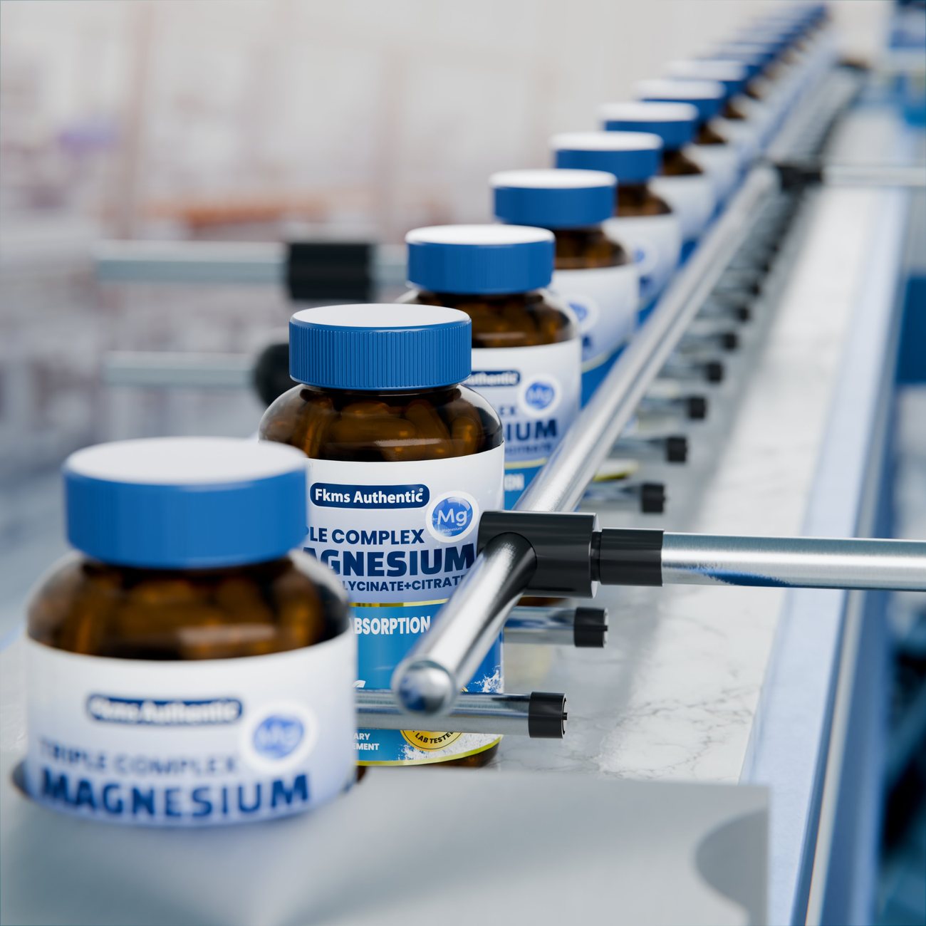 FKMS Authentic magnesium bottles moving along the production line